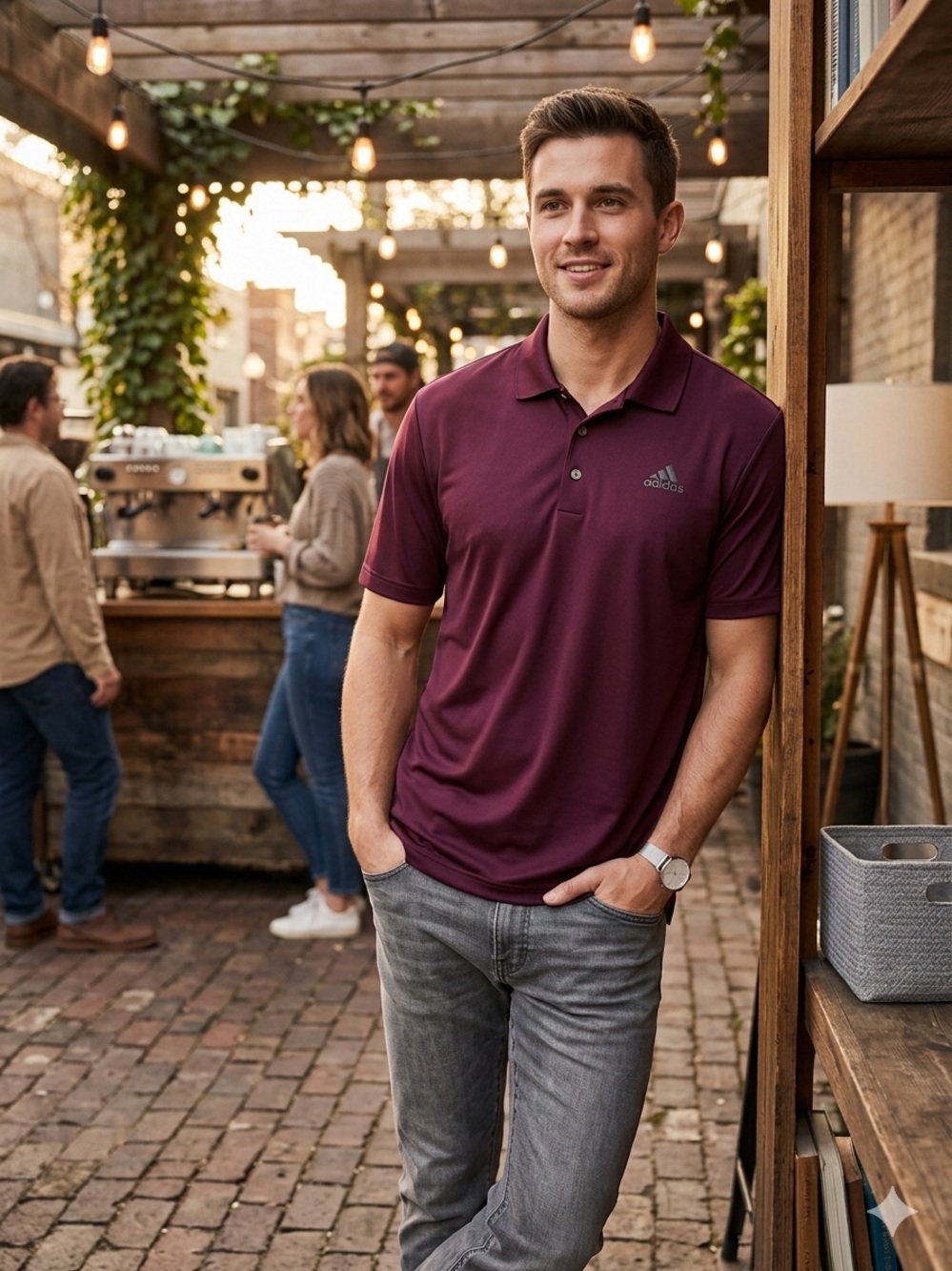 adidas Men's Maroon Polo Shirt